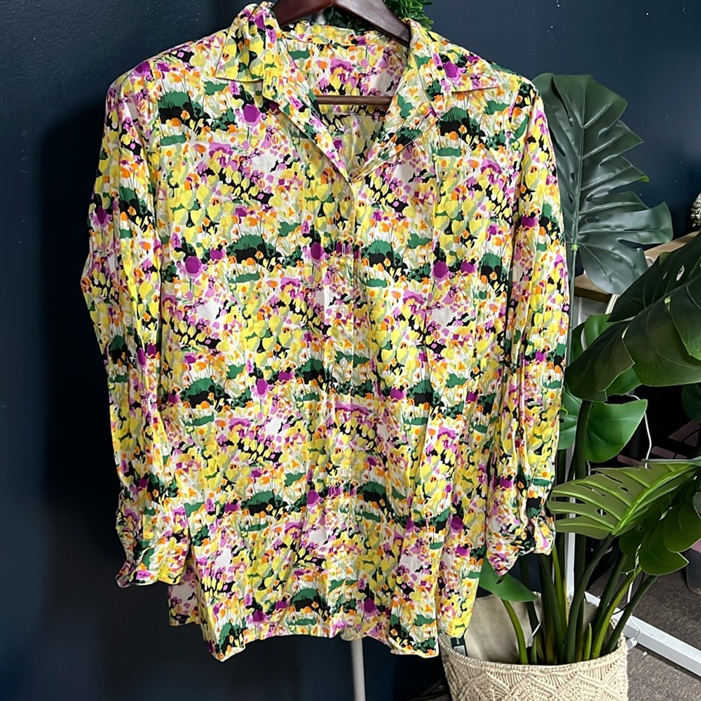 Printed yellow tailored shirt